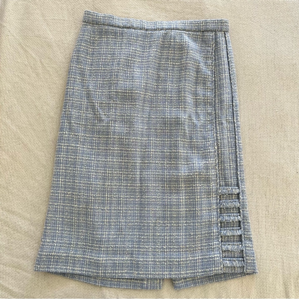 Vintage Blue & White Check Pencil Skirt - Picture 1 of 5